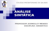 ANÁLISE SINTÁTICA PROFESSOR JESWESLEY MENDES DISCIPLINA: GRAMÁTICA COLÉGIO PRESBITERIANO DE SALINAS.