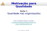 Motivação para Qualidade Prof. Rodolfo R. Arantes Prof. Rodolfo Ribeiro Arantes rodolfoarantes@rodolfoarantes.net  Aula 1 Qualidade.