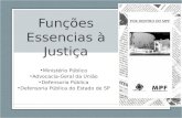 Funções Essencias à Justiça Ministério Público Advocacia-Geral da União Defensoria Pública Defensoria Pública do Estado de SP.