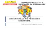 COMUNICAÇÃO NO PROCESSO GERENCIAL Prof. Cassimiro Nogueira Junior UNIVERSIDADE PAULISTA GRADUAÇÃO EM ENFERMAGEM.