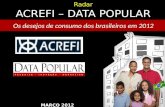 Radar ACREFI – DATA POPULAR Os desejos de consumo dos brasileiros em 2012.
