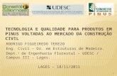 RODRIGO FIGUEIREDO TEREZO Eng. Civil – Dr. em Estruturas de Madeira. Dept. o de Engenharia Florestal – UDESC / Campus III – Lages. LAGES – 18/11/2011 1.