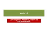 Prof. Roberto Cristóvão robertocristovao@gmail.com Aula 16 Convergência Absoluta, Testes da Razão e da Raiz.