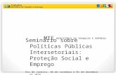 MTE MINISTÉRIO DO TRABALHO E EMPREGO Seminário sobre Políticas Públicas Intersetoriais: Proteção Social e Emprego Rio de Janeiro, 30 de novembro e 01 de.