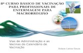 8º CURSO BÁSICO DE VACINAÇÃO PARA PROFISSIONAIS DE ENFERMAGEM PARA MACRORREGIÃO Vias de Administração e as Vacinas do Calendário de Vacinação Doiane Lemos.