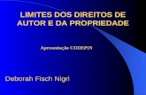 LIMITES DOS DIREITOS DE AUTOR E DA PROPRIEDADE Deborah Fisch Nigri Apresentação CODEPIN.