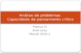 Prática VI Ariel Levy Macaé 2010-1 Análise de problemas Capacidade de pensamento crítico.