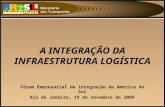 A INTEGRAÇÃO DA INFRAESTRUTURA LOGÍSTICA Fórum Empresarial de Integração da América do Sul Rio de Janeiro, 19 de novembro de 2009.