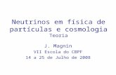 Neutrinos em física de partículas e cosmologia Teoria J. Magnin VII Escola do CBPF 14 a 25 de Julho de 2008.