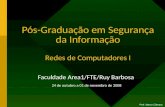Prof. Marco Câmara Pós-Graduação em Segurança da Informação Redes de Computadores I Faculdade Area1/FTE/Ruy Barbosa 24 de outubro a 01 de novembro de 2008.