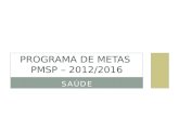 SAÚDE PROGRAMA DE METAS PMSP – 2012/2016. EIXOS TEMÁTICOS Cada eixo apresenta um conjunto de objetivos estratégicos que apontam aspectos importantes para.