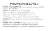 PROVIMENTO DE CARGOS CARGO PÚBLICO EFETIVO: aprovação em concurso público (art. 37 da CF/1988). POSSE: de publicação no Minas Gerais. Antes de esgotado.