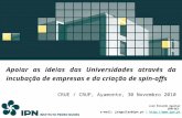Apoiar as ideias das Universidades através da incubação de empresas e da criação de spin-offs CRUE / CRUP, Ayamonte, 30 Novembro 2010 José Ricardo Aguilar.