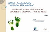 NEPSO – Escola Opinião 100 ideias, 1000 opiniões ESTUDO DA PEGADA ECOLÓGICA NA COMUNIDADE EDUCATIVA JOÃO DE MEIRA 2012.