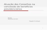 1 Atuação dos Conselhos na concessão de benefícios previdenciários Brasília Novembro de 2013 Magadar R.C.Briguet.