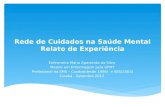 Rede de Cuidados na Saúde Mental Relato de Experiência Enfermeira Maria Aparecida da Silva Mestre em Enfermagem pela UFMT Profissional da SMS – Cuiabá(desde.