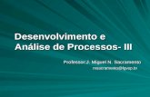 Desenvolvimento e Análise de Processos- III Desenvolvimento e Análise de Processos- III Professor:J. Miguel N. Sacramento msacramento@fgvsp.br msacramento@fgvsp.br.