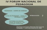 IV FORUM NACIONAL DE PEDAGOGIA PEDAGOGIA – CAMPO DE SABERES Cursos de Pedagogia – campo da formação inicial SISTEMAS DE ENSINO - campo de práticas e da.