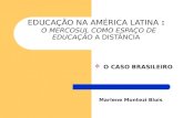 EDUCAÇÃO NA AMÉRICA LATINA : O MERCOSUL COMO ESPAÇO DE EDUCAÇÃO A DISTÂNCIA O CASO BRASILEIRO Marlene Montezi Blois.
