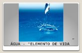 ÁGUA - ELEMENTO DE VIDA. A água é o elemento que existe em maior abundância no nosso planeta, ocupando, aproximadamente, 71% da superfície terrestre sendo.