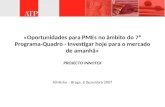 «Oportunidades para PMEs no âmbito do 7º Programa-Quadro - Investigar hoje para o mercado de amanhã» PROJECTO INNOTEX AIMinho – Braga, 6 Dezembro 2007.