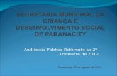 Audiência Pública Referente ao 2º Trimestre de 2012 Paranacity, 07 de agosto de 2012.