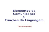 Elementos da Comunicação e Funções da Linguagem Profª. Quézia Neves.