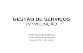 GESTÃO DE SERVIÇOS INTRODUÇÃO Prof. Paulo Cezar Ribeiro Coord. Núcleo de Pesquisas Fabavi Vitória / Vila Velha.