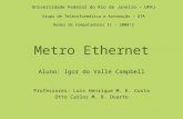 Metro Ethernet Aluno: Igor do Valle Campbell Professores: Luís Henrique M. K. Costa Otto Carlos M. B. Duarte Universidade Federal do Rio de Janeiro – UFRJ.