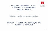 OFICINA PEDAGÓGICA DE CÓDIGOS E LINGUAGENS ENSINO MÉDIO Dissertação argumentativa DEPEJA – SETOR DE EDUCAÇÃO DE JOVENS E ADULTOS 1.