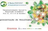Desenvolvimento Social e Resultado Econômico Dias 21, 22 e 23 de Novembro Apresentação de Resultados.