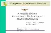 Profª. Drª. Carmen Belderrain Instituto Tecnológico de Aeronáutica A relação entre o Pensamento Sistêmico e as Multimetodologias Franca, 26 de outubro.