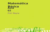 Matemática Básica Prof. Mayna Aula 02. Matemática Básica Fração geratriz 1) 2,35 = _____ 235 100 2) 1,243 = _____ 1243 1000 3) 0,222... = ___ 2 9 4) 0,353535...