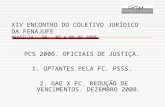 XIV ENCONTRO DO COLETIVO JURÍDICO DA FENAJUFE BRASÍLIA – DF - 05 e 06.06.2008 PCS 2006. OFICIAIS DE JUSTIÇA. 1. OPTANTES PELA FC. PSSS. 2. GAE X FC. REDUÇÃO.