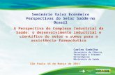 Seminário Valor Econômico Perspectivas do Setor Saúde no Brasil Carlos Gadelha Secretário de Ciência, Tecnologia e Insumos Estratégicos Ministério da Saúde.