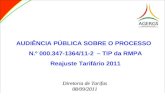 AUDIÊNCIA PÚBLICA SOBRE O PROCESSO N.º 000.347-1364/11-2 – TIP da RMPA Reajuste Tarifário 2011 Diretoria de Tarifas 08/09/2011.