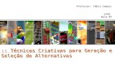 Professor: Fábio Campos UFPE Aula 07 :: Técnicas Criativas para Geração e Seleção de Alternativas.