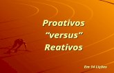 Proativos versus Reativos Em 14 Lições Pessoas re-ativas são aquelas que pensam e atuam dentro de padrões de causa e efeito. Pessoas pró-ativas influenciam.