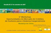 RealizaçãoCapacitação 1º Workshop Oportunidades do Mercado de Créditos de Carbono para o Sistema Cooperativista Brasília-DF, 27 de setembro de 2007 Mudança.