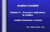 Análise Contábil Módulo VI – Processos e Indicadores de Análises Análises Horizonta e Vertical Prof. Wilter Furtado - 2014.