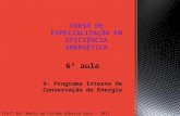 6ª aula 9- Programa Interno de Conservação de Energia CURSO DE ESPECIALIZAÇÃO EM EFICIÊNCIA ENERGÉTICA Profª Drª Maria de Fátima Ribeiro Raia - 2012.