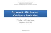 Expressão Gênica em Oócitos e Embriões Priscila M. M. de Leon Doutoranda PPGB Novembro, 2010 Universidade Federal de Pelotas Graduação em Biotecnologia.