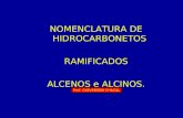 NOMENCLATURA DE HIDROCARBONETOS RAMIFICADOS ALCENOS e ALCINOS. Prof. CLEVERSON CHACAL.