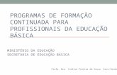 PROGRAMAS DE FORMAÇÃO CONTINUADA PARA PROFISSIONAIS DA EDUCAÇÃO BÁSICA MINISTÉRIO DA EDUCAÇÃO SECRETARIA DE EDUCAÇÃO BÁSICA Profa. Dra. Yvelise Freitas.
