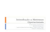 Introdução a Sistemas Operacionais Curso Técnico em Informática Modalide Subsequente Instituto Federal do Sul de Minas, Câmpus Pouso Alegre Professora: