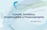 Comitê Temático Investimento e Financiamento 09 de abril de 2013.