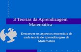 3 Teorias da Aprendizagem Matemática Descrever os aspectos essenciais de cada teoria de aprendizagem da Matemática.