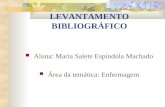 LEVANTAMENTO BIBLIOGRÁFICO Aluna: Maria Salete Espíndola Machado Área da temática: Enfermagem.