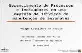 Gerenciamento de Processos e Indicadores em uma empresa de serviços de manutenção de aeronaves Felipe Castilhos de Araújo Orientador: Cláudio José Müller.