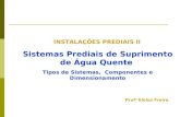 INSTALAÇÕES PREDIAIS II Sistemas Prediais de Suprimento de Água Quente Tipos de Sistemas, Componentes e Dimensionamento Prof a Eloisa Freire.